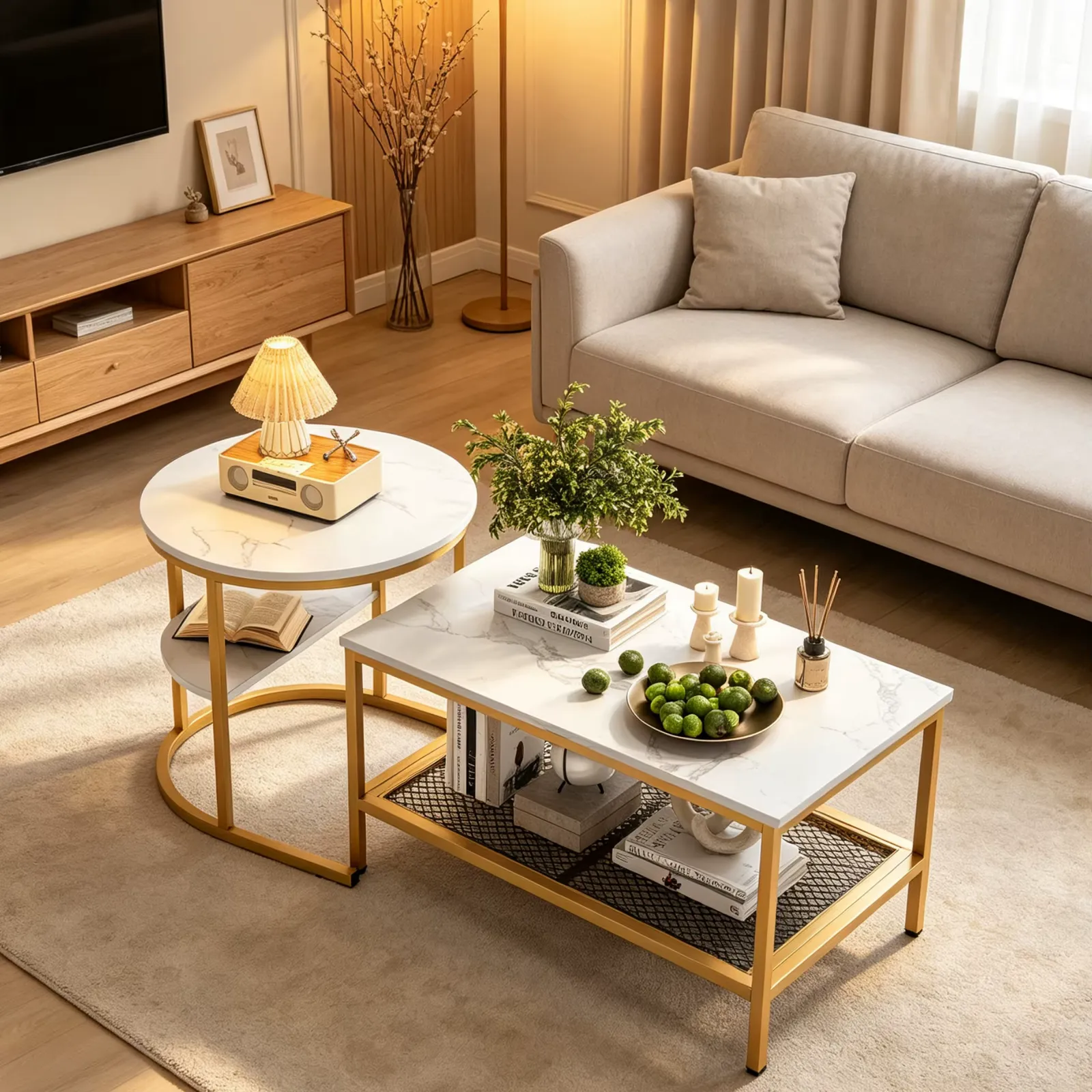 Ensemble de 2 tables basses 41 cm or — view 1