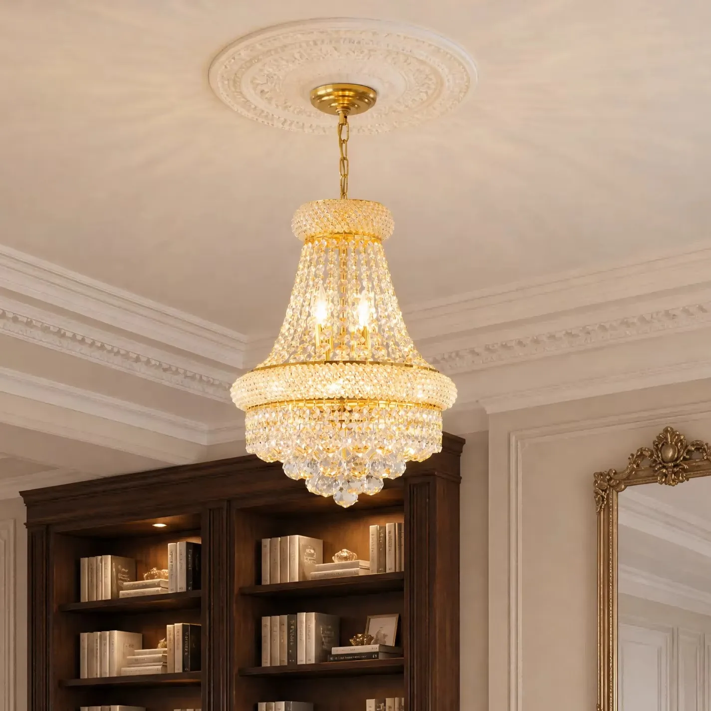 Lustre 42 cm cristal doré — view 1