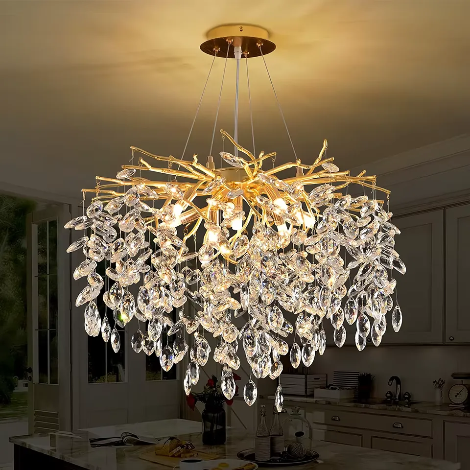 Lustre en cristal doré 3 ambiances — view 1