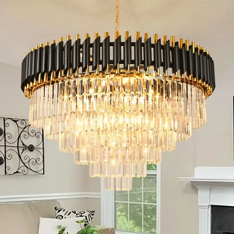 Lustre en cristal or ou noir — view 11