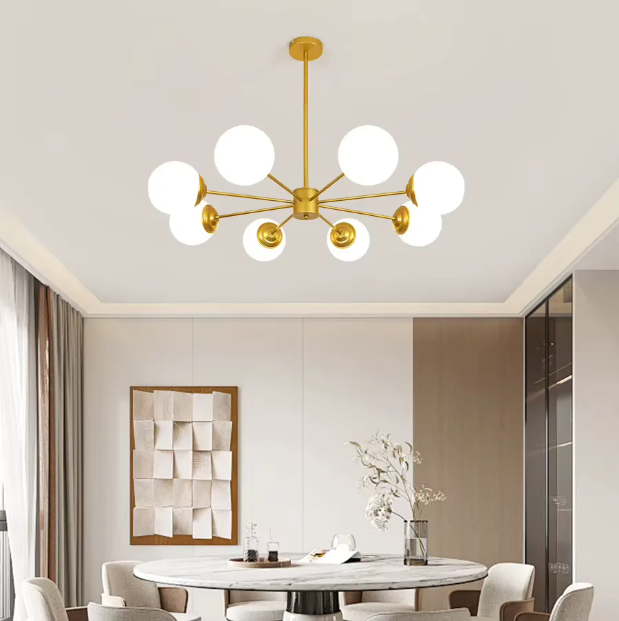 Lustre Sputnik 8 lumières fer doré — view 19