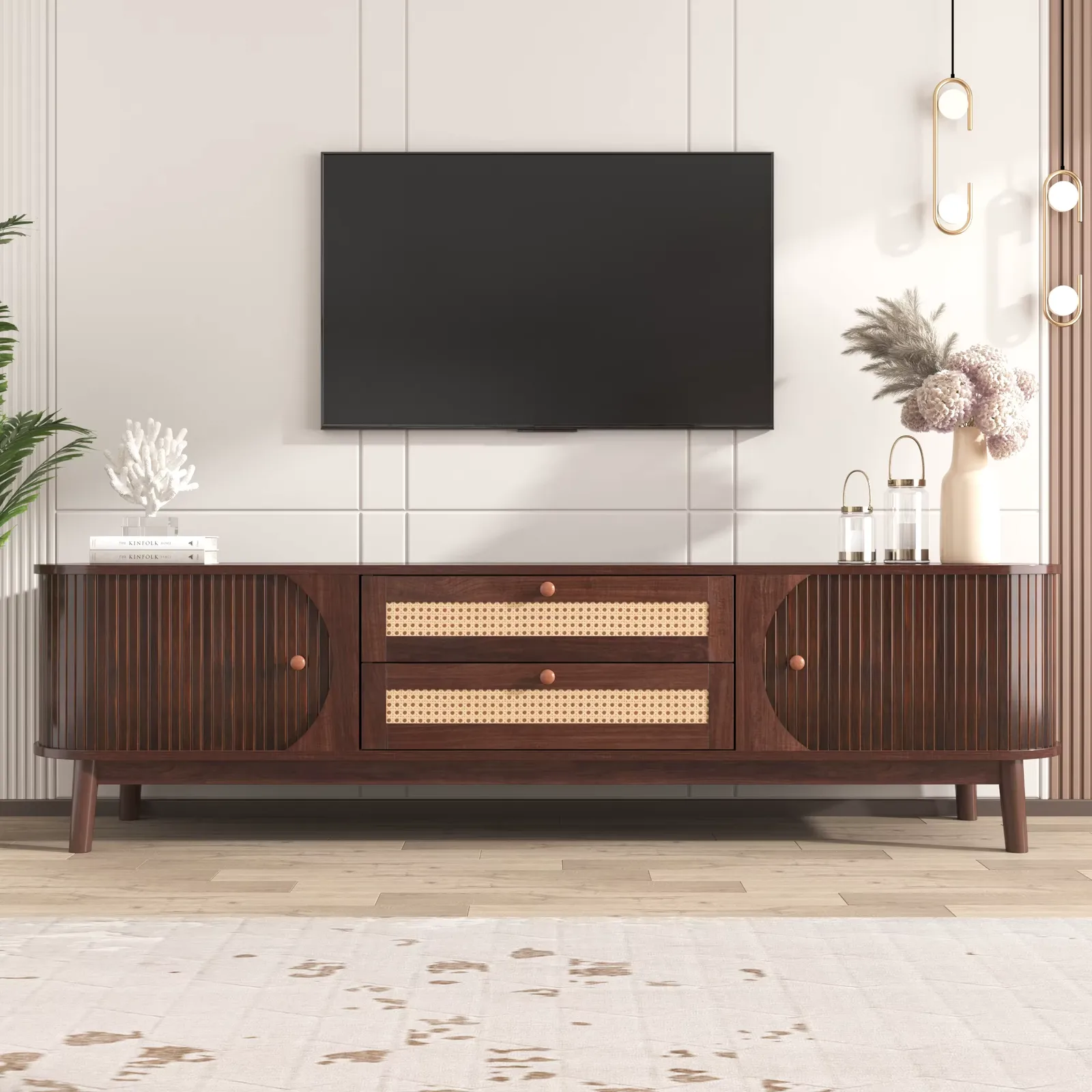 Meuble TV en rotin avec rangement — view 7