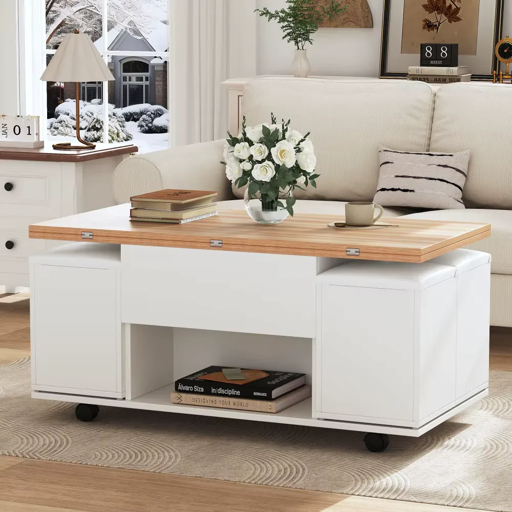 Table basse 100,5 cm blanc réglable — view 3
