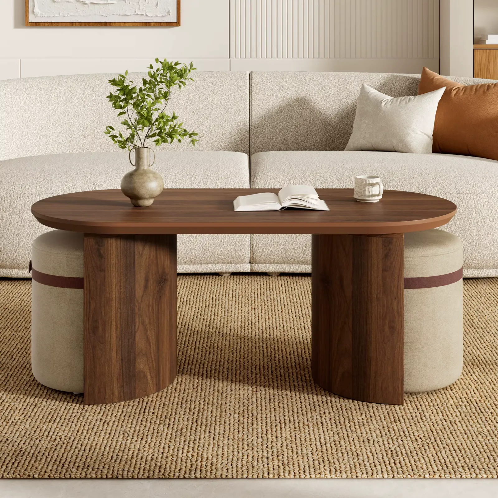 Table basse ovale 44 cm bois poli — view 2