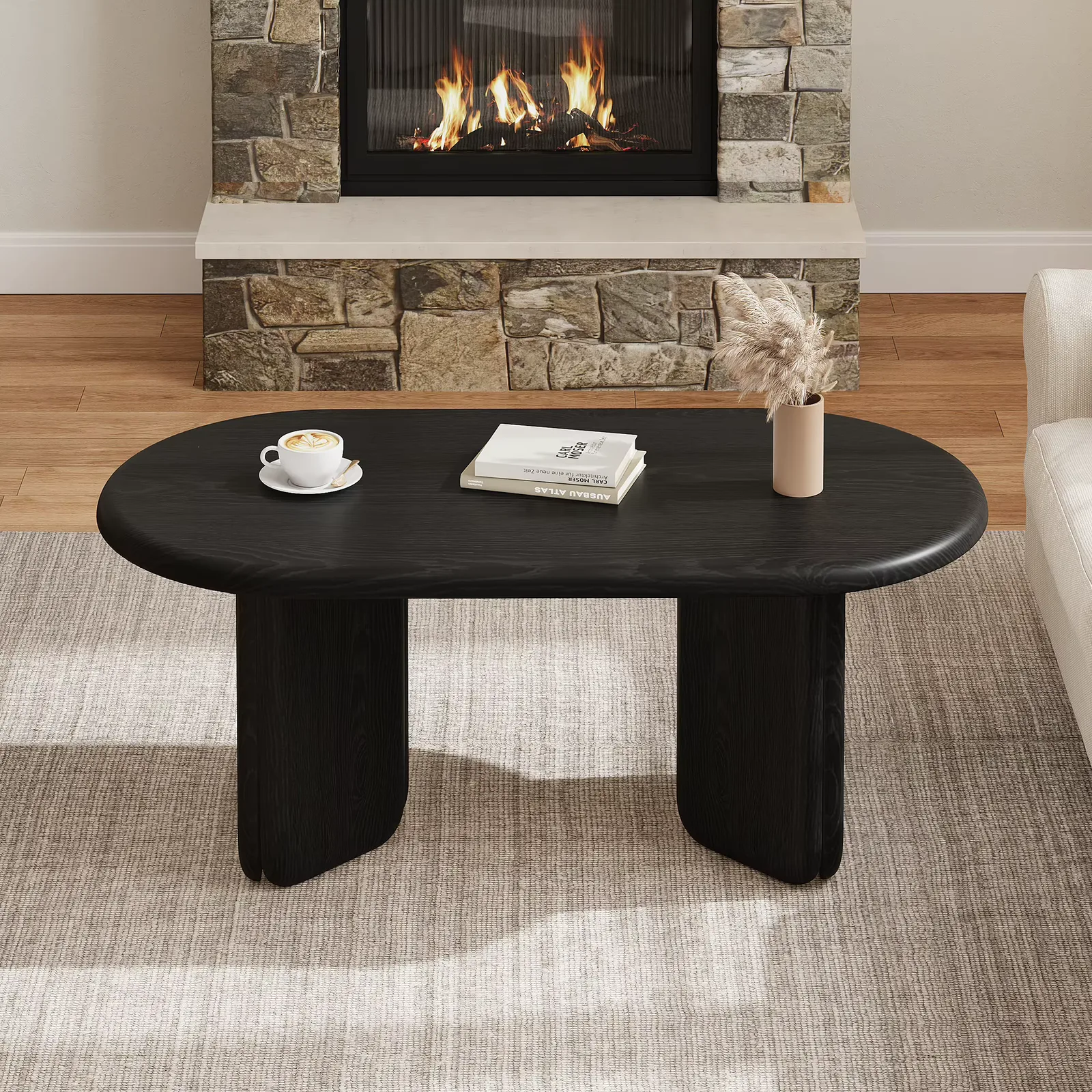 Table basse ovale 99×50 cm noir — view 1